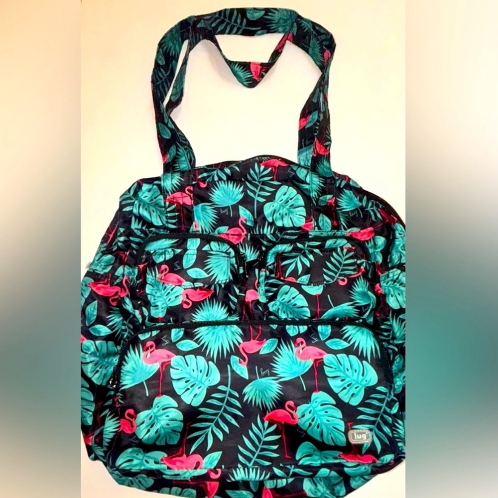 Lug Puddle Jumper Packable FLAMINGO BLACK Lightweight Tote Bag